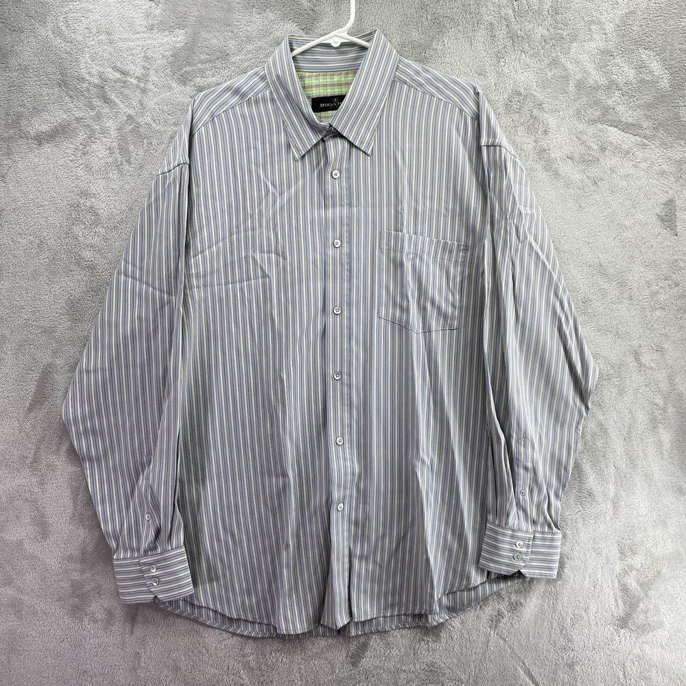 Bugatchi Uomo Mens Pink Striped Long Sleeve Shaped Fit Button-Up Shirt Size XL